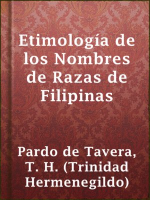 cover image of Etimología de los Nombres de Razas de Filipinas